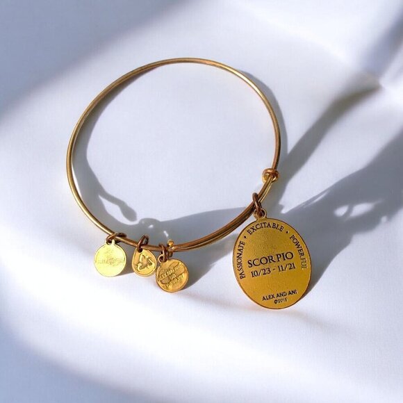 Alex and Ani Scorpio Astrological Charm Bracelet Gold Finish - Expands 2"- 3.5" - Picture 2 of 2